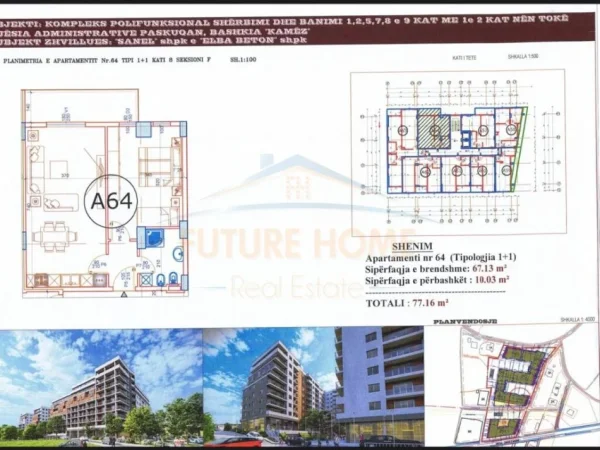 Tirane, shitet apartament 1+1 Kati 8, 67 m² 88.734 € (Rruga UNAZA MADHE ,Paskuqan)