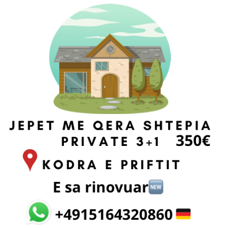 Tirane, jepet me qera shtepi 3+1+Ballkon Kati 1, 350 € (Kodra e priftit rruga dhori gura)