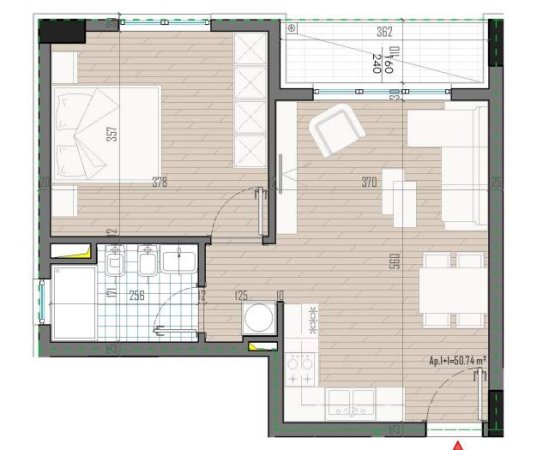 Tirane, shitet apartament 1+1+BLK Kati 1, 58 m² 39.081 Euro (QTU)