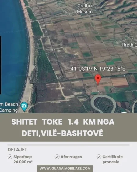 Kavaje, shitet toke ne bregdet , 24.000 m² 600.000 € (Vile-Bashtove,Kavaje)