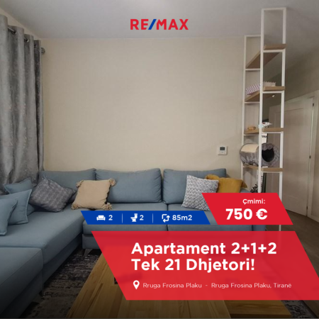Tirane, jepet me qera apartament 2+1+Aneks+Ballkon Kati 4, 90 m² 750 € (Frosina Plaku)