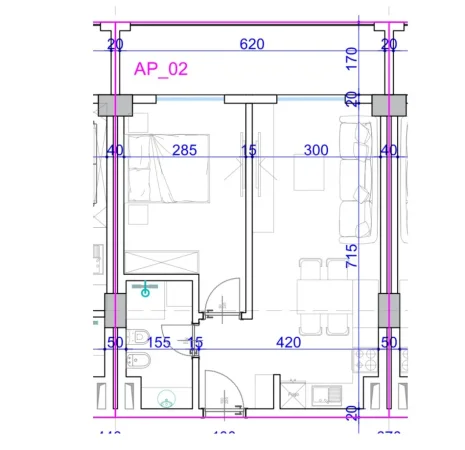 Golem, shitet apartament 1+1 Kati 4, 70 m² 73.500 € (Golem)