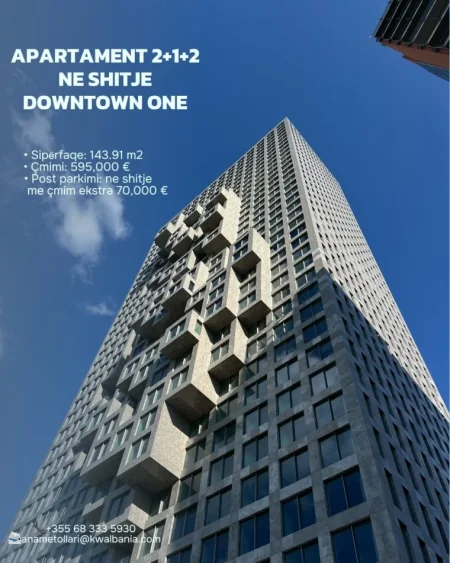 Tirane, Liste me oferta apartament 2+1 Kati 19, 143 m² 595.000 € (Downtown One)