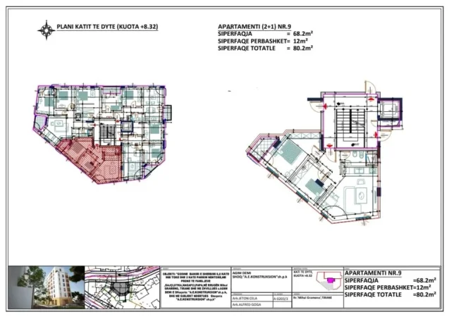 Tirane, shes apartament 2+1+Ballkon Kati 6, (SHKOLLA E BALETIT)