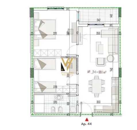 Tirane, shitet apartament 2+1+Ballkon Kati 4, 80 m² 88.180 € (PASKUQAN)