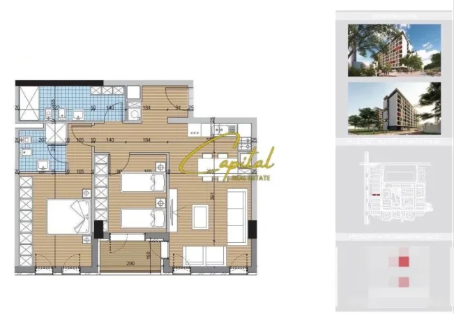 Tirane, shitet apartament 2+1 Kati 6, 96 m² 111.000 € (UNIVERS CITY)