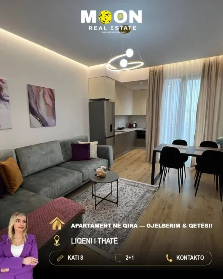 Tirane, jepet me qera apartament 2+1 Kati 8, 100 m² 2.000 € (tek liqeni)