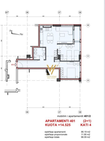 Tirane, shitet apartament 2+1+Ballkon Kati 4, 98 m² 246.000 € (QENDER)