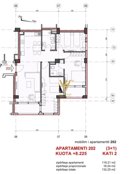 Tirane, shitet apartament 3+1+Ballkon Kati 2, 132 m² 331.000 € (PAZARI I RI)