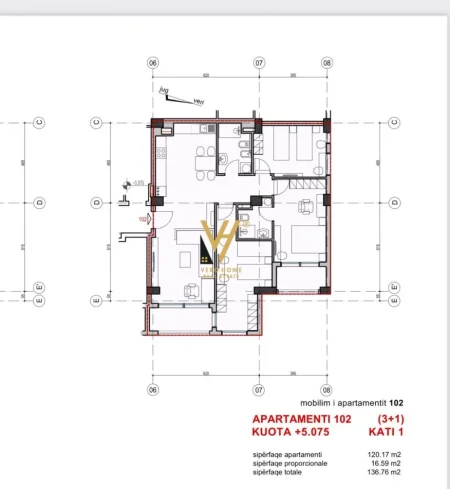 Tirane, shitet apartament 2+1+Ballkon Kati 2, 105 m² 264.000 € (PAZARI I RI)
