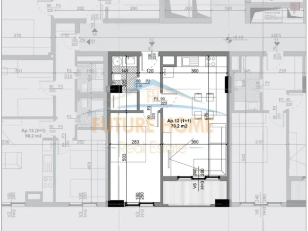 Tirane, shitet apartament 1+1+Ballkon Kati 1, 70 m² 60.000 € (Quad Residence, Kamez)