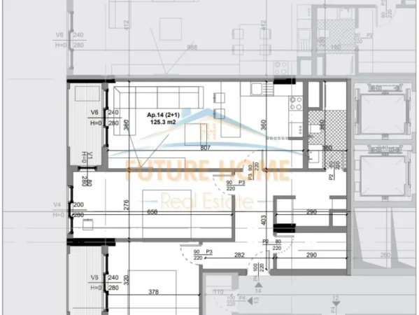 Tirane, shitet apartament 2+1+Ballkon Kati 2, 125 m² 106.500 € (Quad Residence, Kamez)