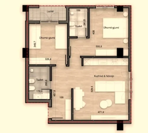Tirane, shes apartament 2+1+Ballkon Kati 4, 103 m² 149.000 € (Porcelan)