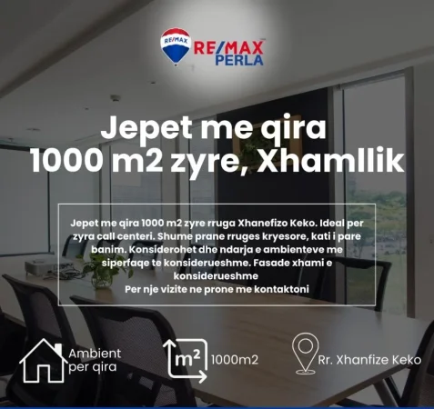 Jepet me qira ambient biznesi zyre Kati 1, 1000 m² (në rrugën Xhanfize Keko)