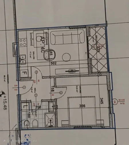 Tirane, shitet 1+1+Ballkon Kati 4, 58 m² 92.480 € 