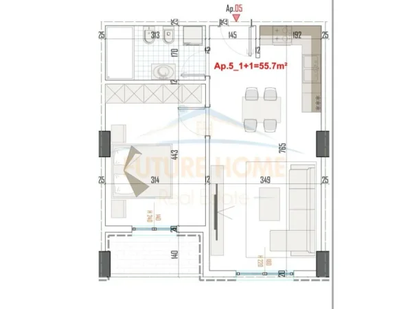 Tirane, shitet apartament 1+1 Kati 4, 55 m² (Paskuqan, Tirane)