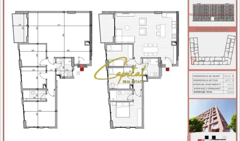 Tirane, shitet apartament 3+1 Kati 3, 133 m² 194.000 € (RRUGA 5 MAJI)