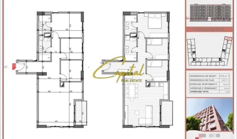 Tirane, shitet apartament 3+1 Kati 1, 119 m² 173.000 € (RRUGA 5 MAJI)