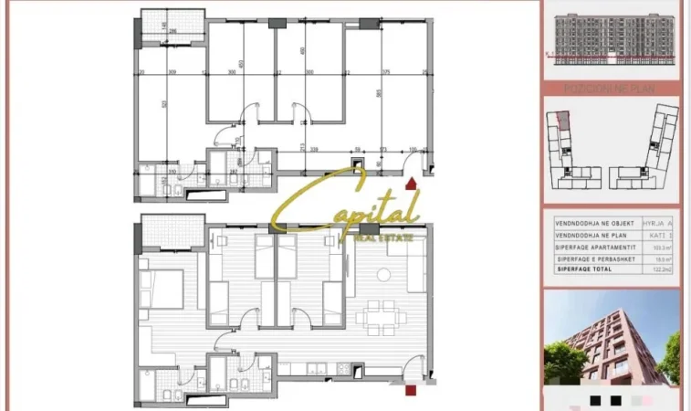 Tirane, shitet apartament 3+1 Kati 1, 122 m² 177.000 € (RRUGA 5 MAJI)