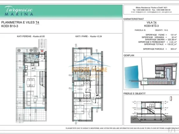 Durres, shitet Vile 2 Katshe Kati 1, 303 m² 400.000 € (Gjiri i Lalzit, Turquoise Marina)