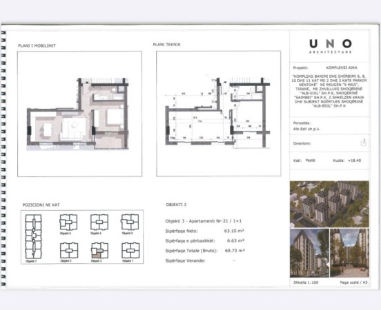 Tirane, shitet apartament 1+1+Ballkon Kati 5, 69 m² 101.100 € (5 Maji)