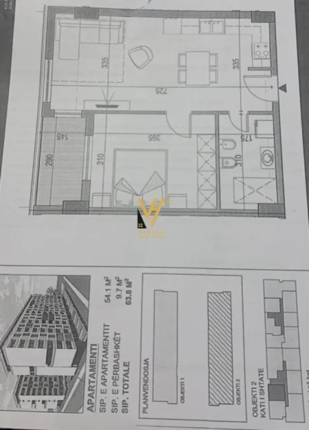 Tirane, shitet apartament 1+1+Ballkon Kati 7, 63 m² 75.000 € (UNIVERS CITY)