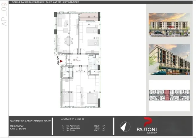 Tirane, shitet apartament 3+1 Kati 2, 134 m² 107.770 € (Rr. Skenderbeu, Kamez)