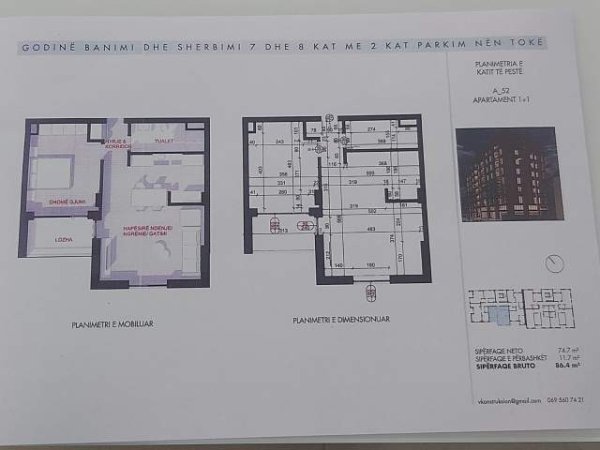 Tirane, shitet apartament 1+1+BLK Kati 5, 86 m² 81.700 Euro (Porcelan)