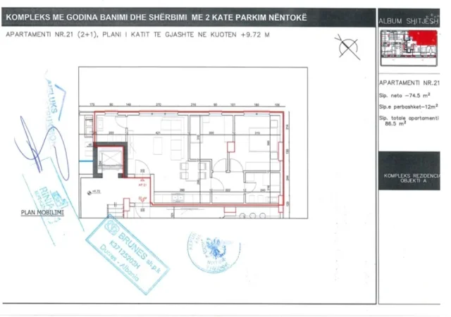 SHITET APARTAMENT 2+1+2   165.000 € (Rruga e Elbasanit)