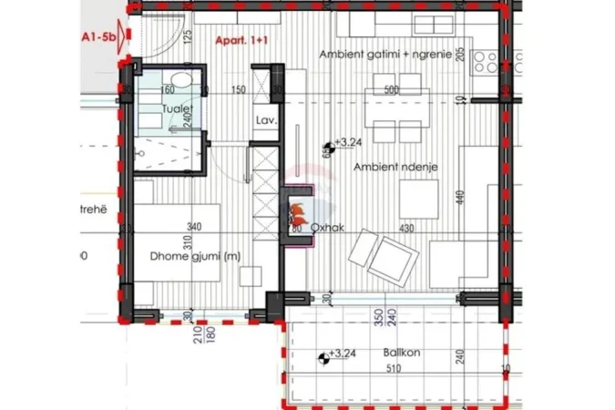Tirane, shitet apartament 1+1 , 86 m² 128.250 € (Farke)