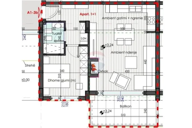 Tirane, shitet apartament 1+1 , 86 m² 128.250 € (Farke)
