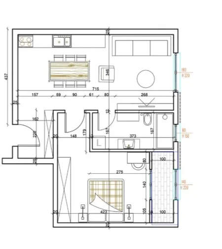 Tirane, shes apartament 1+1+Ballkon Kati 7, 71 m² 78.300 € (paskuqan)