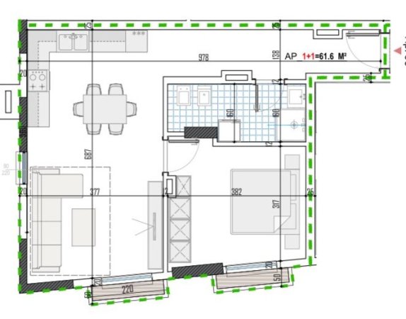 Tirane, shes apartament 1+1+Ballkon Kati 6, 72 m² 72.070 € (paskuqan)
