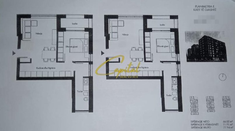 Tirane, shitet apartament 1+1 Kati 6, 77 m² 137.000 € (ISH RESTORANT DURRESI)