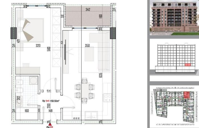Tirane, shitet apartament 1+1+Ballkon Kati 2, 68 m² 74.000 € (Rruga Lidhja Prizerenit)