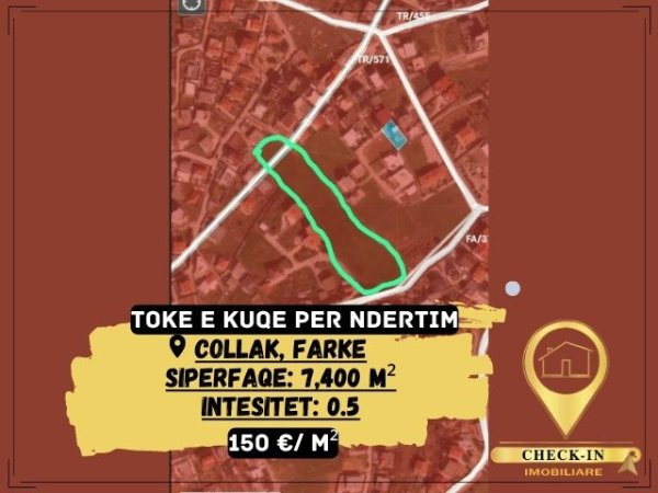 Tirane, shes truall 7.400 m² 150 Euro/m2 (Collak)