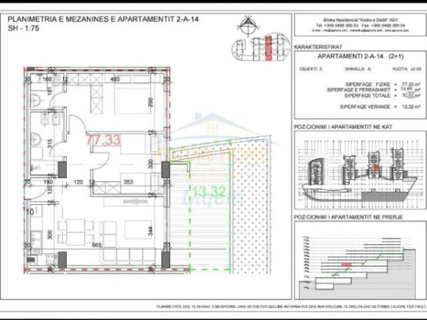 Tirane, shitet apartament 2+1+BLK Kati 3, 99 m² 125.000 Euro (Kodra e Diellit)