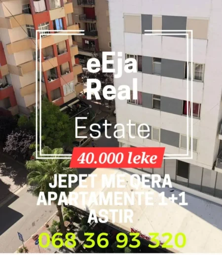 Tirane, jepet me qera apartament 1+1+Ballkon Kati 5, 75 m² 400 € (Astir)