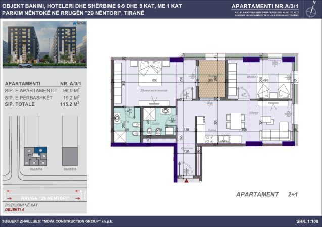 Tirane, shitet apartament 2+1+Ballkon Kati 3, 115 m² 149.760 € (29 Nentori)