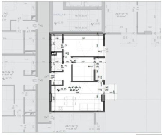Tirane, shitet apartament 2+1+Ballkon Kati 2, 99 m² 139.706 € (Tek Ish-Fusha e Aviacionit)