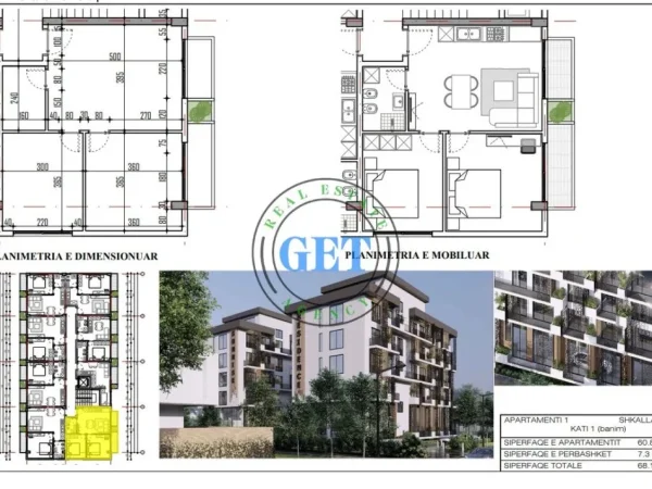 Durres, shitet apartament 1+1 Kati 1, 68 m² (MALI I ROBIT)