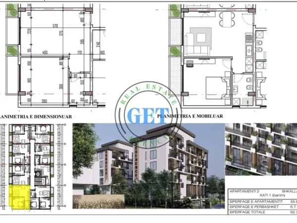 Durres, shitet apartament 1+1 Kati 1, 62 m² (MALI I ROBIT)