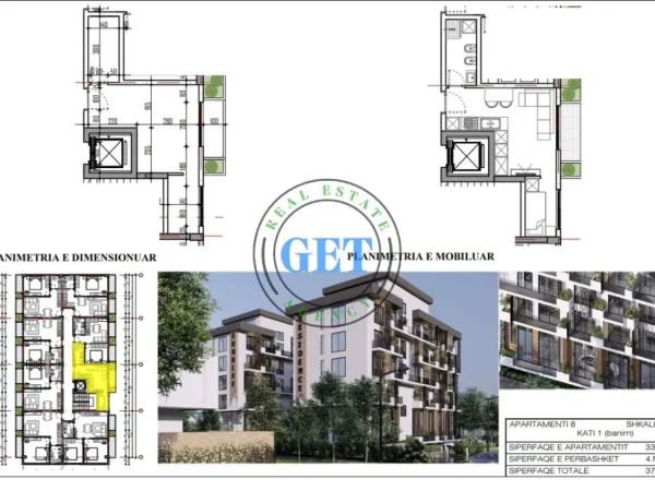 Shqiperi, shitet garsonier Kati 1, 37 m² (MALI I ROBIT)