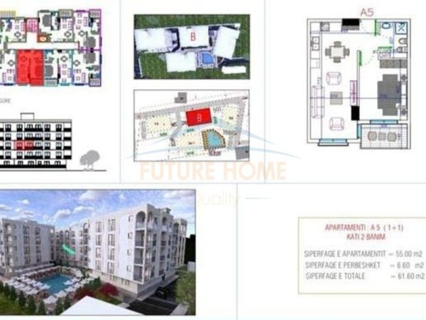 Durres, shitet apartament 1+1+Ballkon Kati 2, 62 m² 82.000 € (Golem)