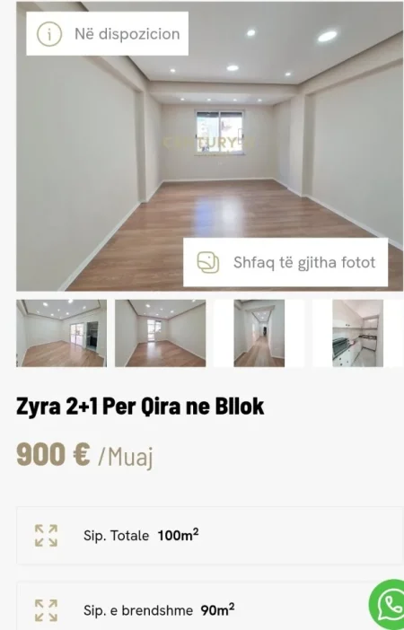 Tirane, jepet me qera zyre , 90 m² 900 € 