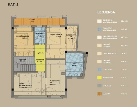 shitet apartament duplex 3+1 Kati 1, 211 m² 465.000 € (Sauk i Ri, Mjull Bathor)