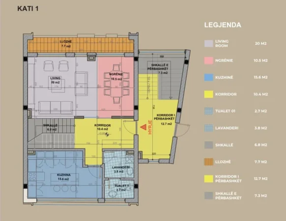 shitet apartament duplex 3+1 Kati 1, 211 m² 465.000 € (Sauk i Ri, Mjull Bathor)