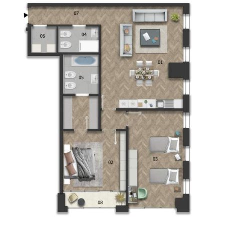 Tirane, shes apartament 2+1+BLK Kati 19, 146 m²  (Downtown One)