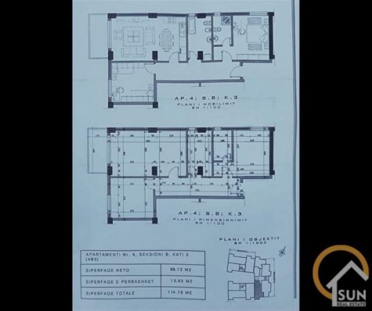 Shkoder, shitet apartament 2+1+BLK Kati 3, 114 m² 90.800 Euro (Sheshi Demokracia, Teatri Migjeni)
