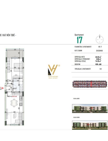 Tirane, shitet apartament 1+1+Ballkon Kati 3, 74 m² 58.000 € (BATHORE)